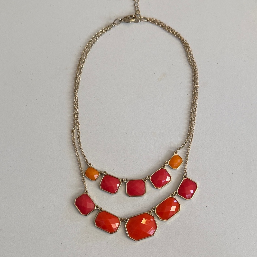 Elegant Gold and Peach 2 Tier Necklace